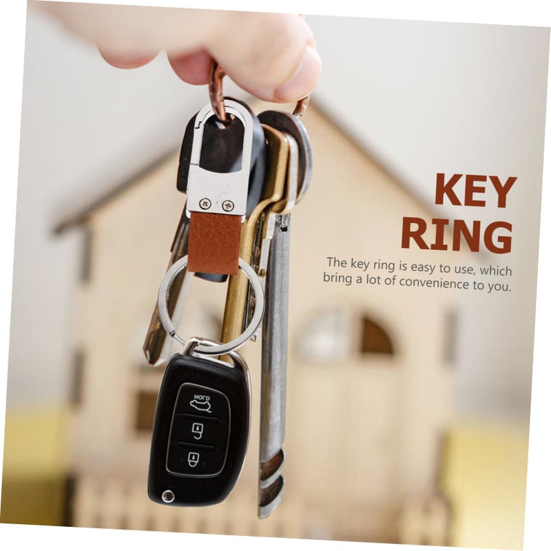 2 Pcs PU Leather Keychain Key Holder Organizer with Durable Rings for Family Friends - Image 5