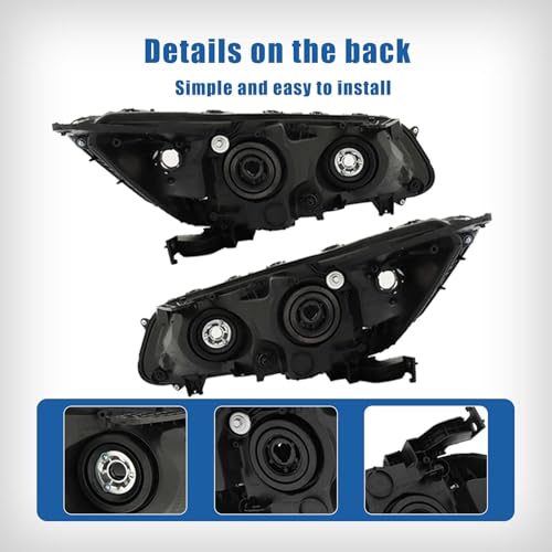 Silscvtt Headlights Front Head Lamps Replacement for 2013-2015 Honda Accord 4-Door Sedan Halogen w/o DRL Headlights Headlamps Pair Passenger Driver Side - Image 3
