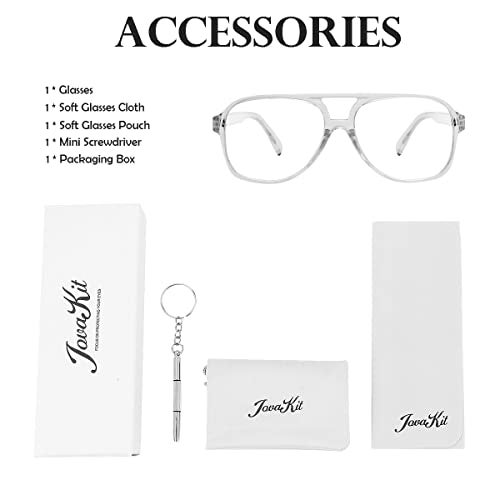 JOVAKIT Aviator Non-prescription Glasses for Women Men Pilot Frame Clear Lens Eyeglasses Fashion Square Frame Glasses (Transparent) - Image 5