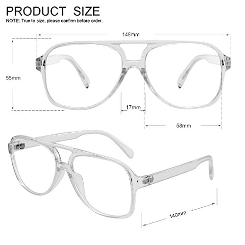JOVAKIT Aviator Non-prescription Glasses for Women Men Pilot Frame Clear Lens Eyeglasses Fashion Square Frame Glasses (Transparent) - Image 4