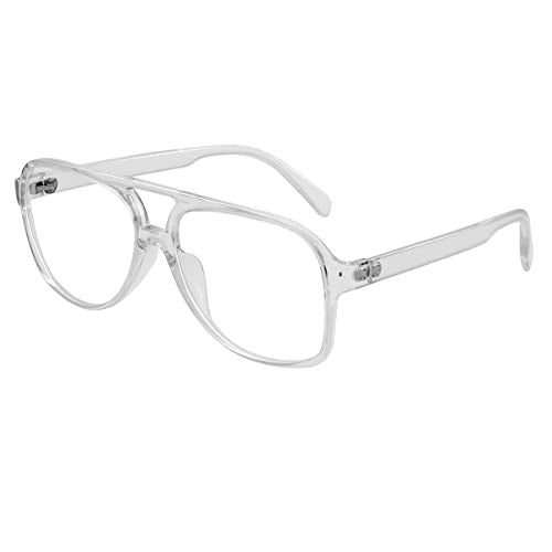 JOVAKIT Aviator Non-prescription Glasses for Women Men Pilot Frame Clear Lens Eyeglasses Fashion Square Frame Glasses (Transparent) - Image 1