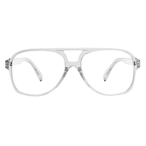 JOVAKIT Aviator Non-prescription Glasses for Women Men Pilot Frame Clear Lens Eyeglasses Fashion Square Frame Glasses (Transparent) - Image 2