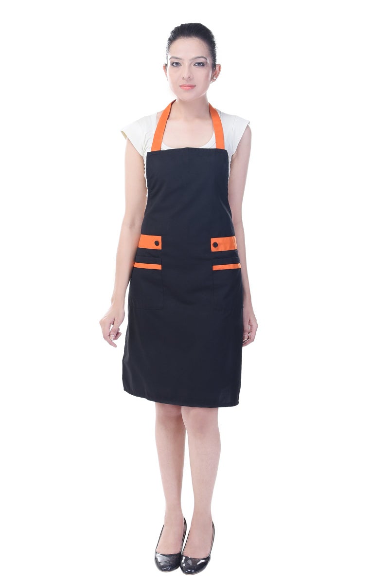 Switchon Polyester Waterproof Kitchen Cooking Unisex Apron, Free size (Black,Orange) - Image 1