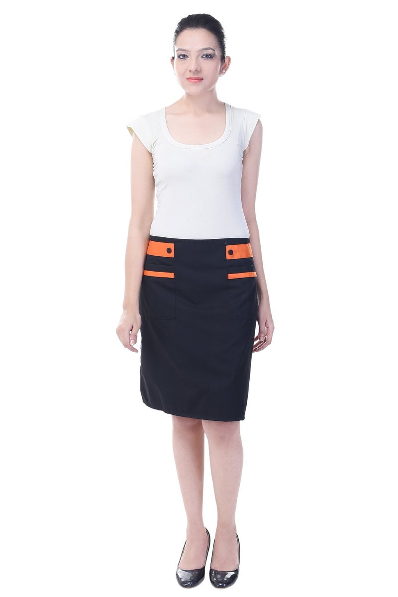 Switchon Polyester Waterproof Kitchen Cooking Unisex Apron, Free size (Black,Orange) - Image 5