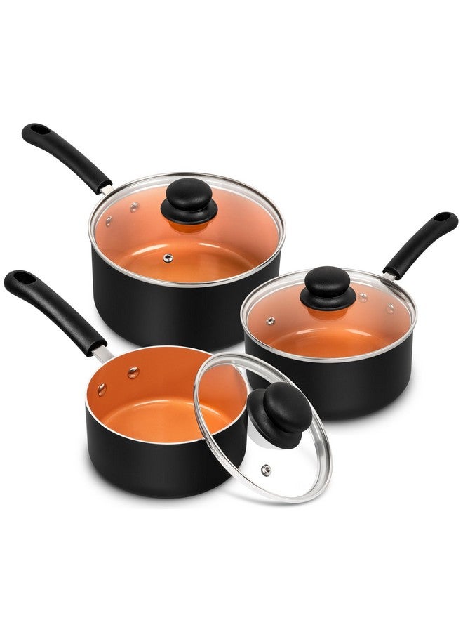 MICHELANGELO Ceramic Saucepan Set 1.5QT & 2QT & 3QT Nonstick Sauce Pans, PFAS-FREE Saucepan with Lid, Copper Saucepans Set of 3, Multipurpose Small Sauce Pot, Non Stick Sauce Pots, Dishwasher Safe - Image 1