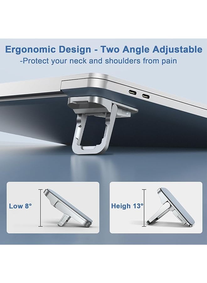 erorex - Ergonomic Laptop Keyboard Kickstand Foldable Self Adhesive Mini Invisible Computer Keyboard Riser Adjustable Height For Macbook Dell Hp And Other 10 17 Inches Laptop 2Pcs Silver - Image 1