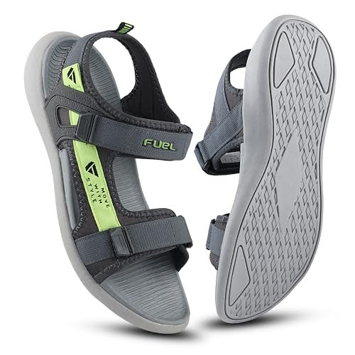 FUEL Power-02 All Day Comfort Men's Breathable Sports Sandals in Adjustable Velcro Straps with Ultra Cushioned Footbed & Lightweight EVA Sole (9UK,Grey-Green) - Image 1