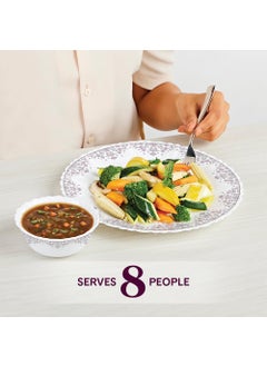 LARAH BY BOROSIL Larah by Borosil Lark Fluted Series Opalware Dinner Set | 44 Pieces for Family of 8 | Microwave & Dishwasher Safe | Bone-Ash Free | Crockery Set for Dining & Gifting | Plates & Bowls | White  - Image 4