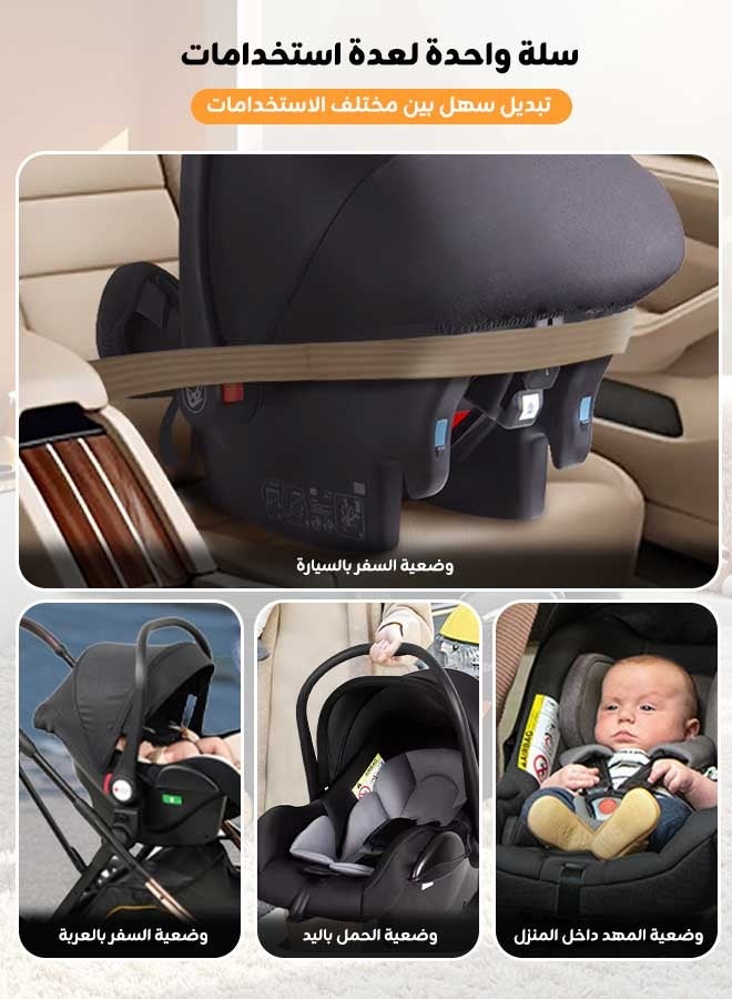 Aurlar Baby Safety Car Seat & Carry Cot – Lightweight 2.6kg, 165° Recline, 3-Point Harness, Adjustable Handle & Canopy, for 0–15 Months Infants - Image 4
