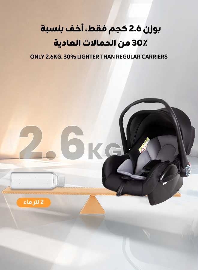 Aurlar Baby Safety Car Seat & Carry Cot – Lightweight 2.6kg, 165° Recline, 3-Point Harness, Adjustable Handle & Canopy, for 0–15 Months Infants - Image 5
