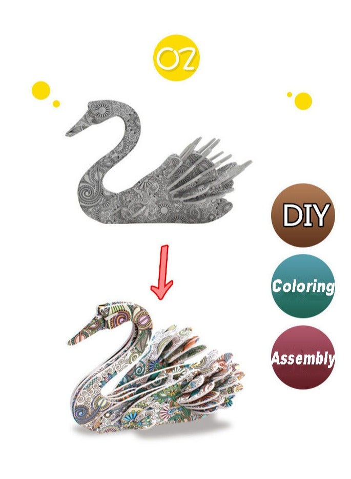 3D Coloring Puzzle DIY Painted Graffiti Model Toy 4 Pieces Set - Image 3