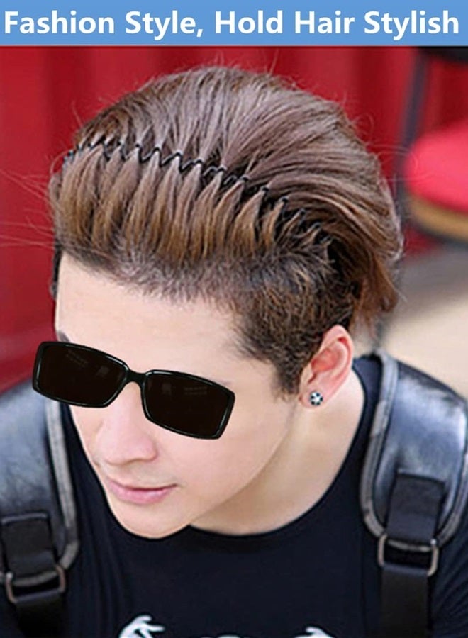bodbop Metal Hair Band for Men Headband Women Hair Bands Men Unisex Black Wavy Spring Outdoor Sports Headbands for Men's Hair Band Hoop Clips Women Accessories Simple Elastic Non Slip Head Band Headwe - Image 2