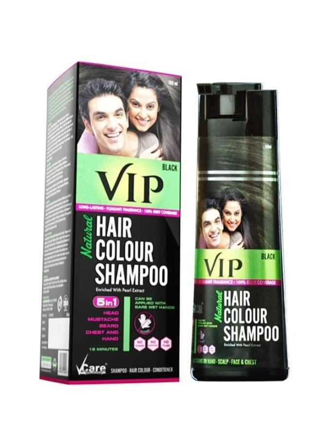 VIP 5 in 1 Shampoo Hair Color Black - 180 ml