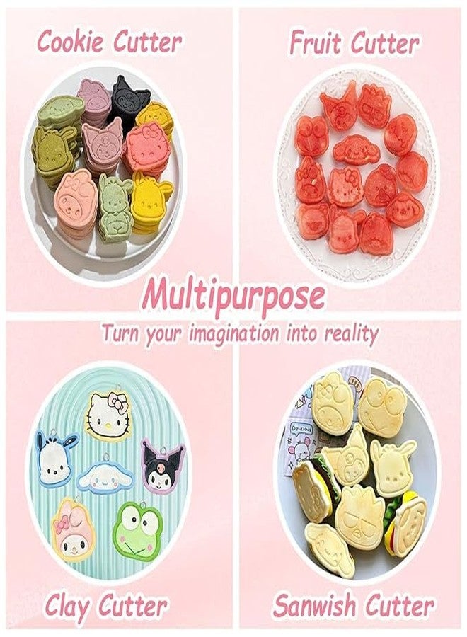 LEGACYCART 8pcs Anime Cartoon Shaped Cookie Cutter Set, 3D Cookie Cutters for Baking Pink DIY Press Cookie Stamps Molds for Kids for DIY Baking (Pack of 1) - Image 4