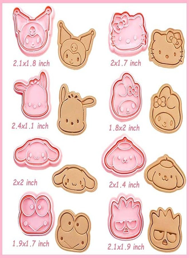 LEGACYCART 8pcs Anime Cartoon Shaped Cookie Cutter Set, 3D Cookie Cutters for Baking Pink DIY Press Cookie Stamps Molds for Kids for DIY Baking (Pack of 1) - Image 2
