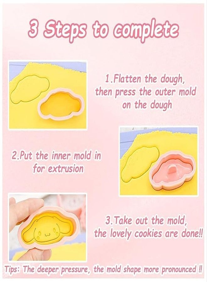 LEGACYCART 8pcs Anime Cartoon Shaped Cookie Cutter Set, 3D Cookie Cutters for Baking Pink DIY Press Cookie Stamps Molds for Kids for DIY Baking (Pack of 1) - Image 3