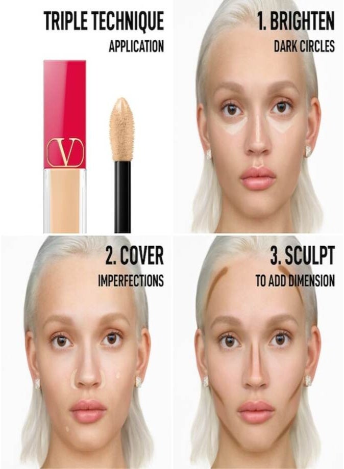 فالنتينو "فيري فالنتينو" (Very Valentino) - خافي عيوب مرطب يدوم 24 ساعة، سعة 6.5 مل – درجة LA1: خافي عيوب مرطب، طويل الأمد، وتغطية كاملة. - Image 4