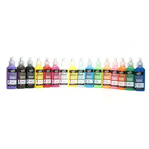 Tulip Puff Fabric Paint Big Box Creative Party Kit Includes Reusable Plastic Bin Permanent 3D Paint for Fashion DIYs Rock Painting Arts Crafts Rainbow Colors 16Pack - Image 3