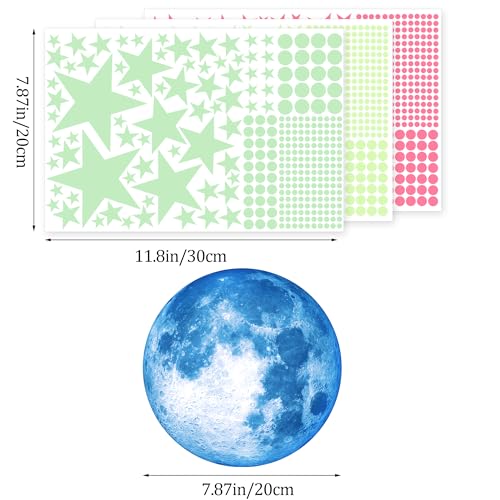 Sinekong Glow in The Dark Stars and Moon Ceiling Wall Decal Colorful Glowing Space Galaxy Wall Stickers for Kids Boys Girls Bedroom Living Room Nursery Decor - Image 3