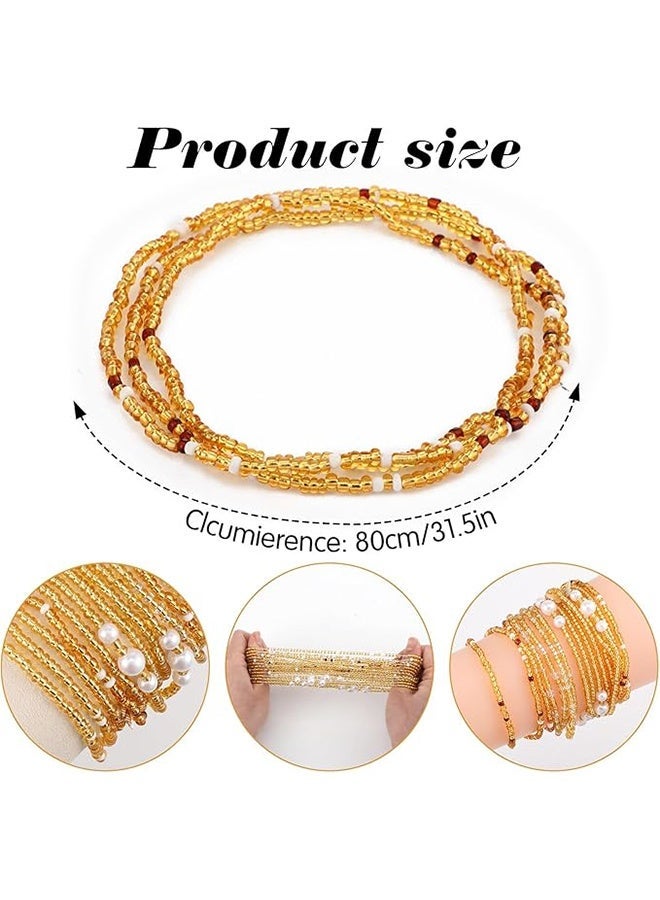 JS Women's Waist Beads, 4 Pieces Butterfly Seed Bead Belly Chains, Adjustable Elastic Body Jewelry For Summer Beach Bikini, Bohemian Style - Image 5