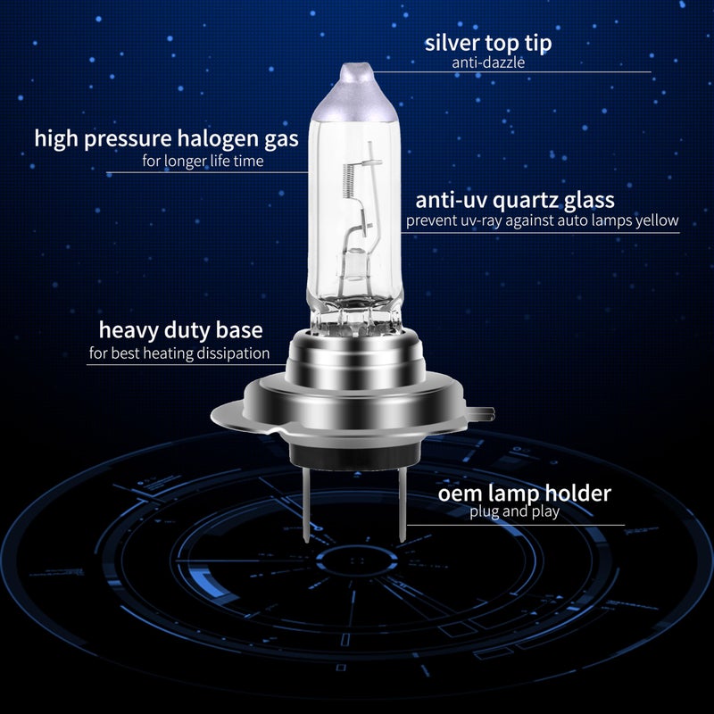 NEWBROWN H7 Headlight Bulb 200% brightness 4300K White 12V/55W Bulb Halogen Long Life Replacement PX26D (H7, 2 Pack) - Image 2