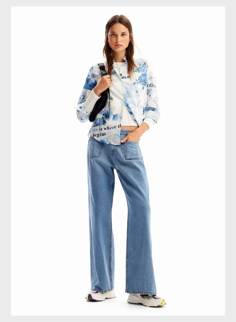 DESIGUAL Floral Print Button Down Shirt
