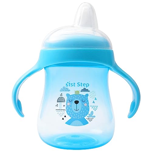 1ST STEP Matte Collection BPA Free Soft Spout Sipper with Twin Handles for Easy Grip (Blue) - Image 1