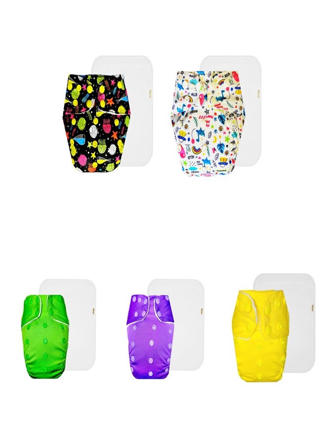 Dumbledo Premium Cloth Diaper with Cotton Insert (Pack of 5) | Snug Fit | Reusable & Washable | Quick Dry | Trusted by Moms | 3 Months - 3 Years | Unisex Baby - Image 1
