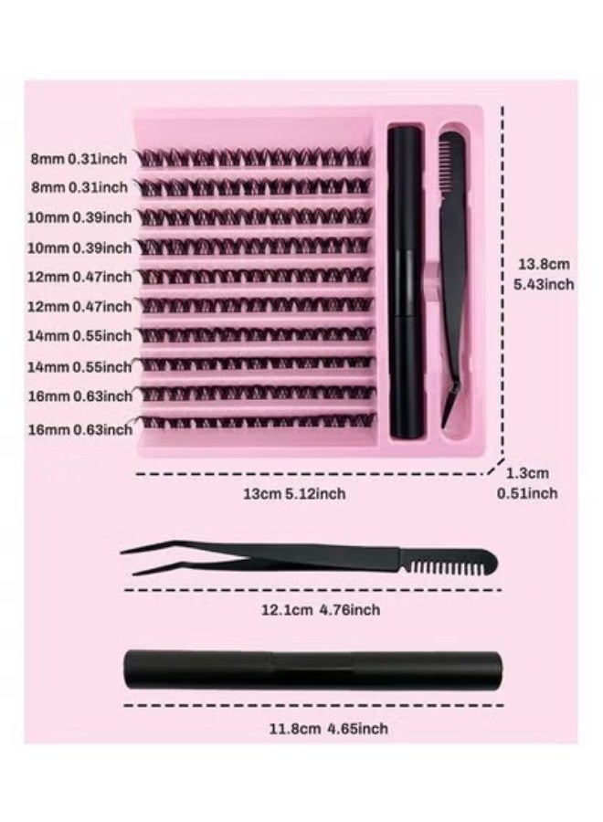 JS Single Cluster False Lashes Set, Multiple Sizes Eyelashes with Eye Black Mascara Comb and Tweezers, Dense Natural Look Eyelashes, Curl Extension Lashes Eyelashes Set, Enlarge Your Eyes Eyelashes - Image 2