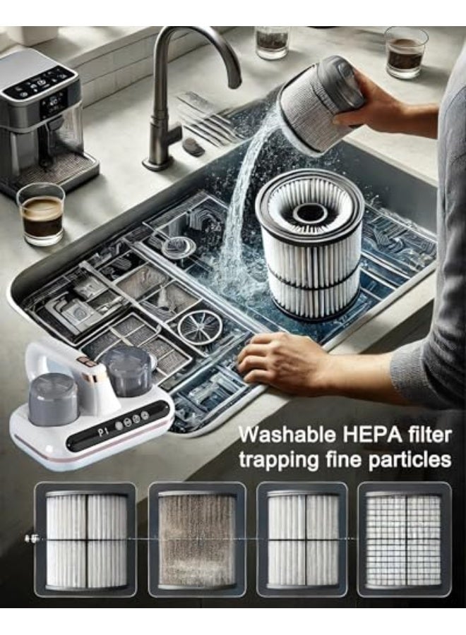 مكنسة كهربائية ALLESM لتنظيف المراتب مع UV لتنظيف بيوض الغبار، منظف متعدد الأسطح بقوة شفط 8kPa و 10kPa، وضع مزدوج، مكنسة سرير مع فلتر HEPA وصندوق غبار بسعة 210 مل وقوة 100 واط لتنظيف الأسرة والوسائد والأرائك والسجاد. - Image 5