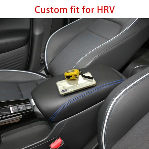 LOCOY Center Console Armrest Cover for Honda HRV Accessories 2023 2024 2025 2026, for HR-V Arm Rest Box Lid Protection Trim, Armrest Seat Leather Interior, Middle Console Liner (Blue Stitches) - Image 3