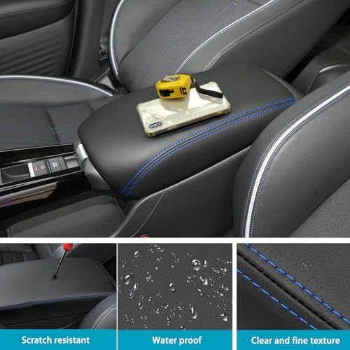 LOCOY Center Console Armrest Cover for Honda HRV Accessories 2023 2024 2025 2026, for HR-V Arm Rest Box Lid Protection Trim, Armrest Seat Leather Interior, Middle Console Liner (Blue Stitches) - Image 5