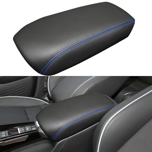 LOCOY Center Console Armrest Cover for Honda HRV Accessories 2023 2024 2025 2026, for HR-V Arm Rest Box Lid Protection Trim, Armrest Seat Leather Interior, Middle Console Liner (Blue Stitches) - Image 1