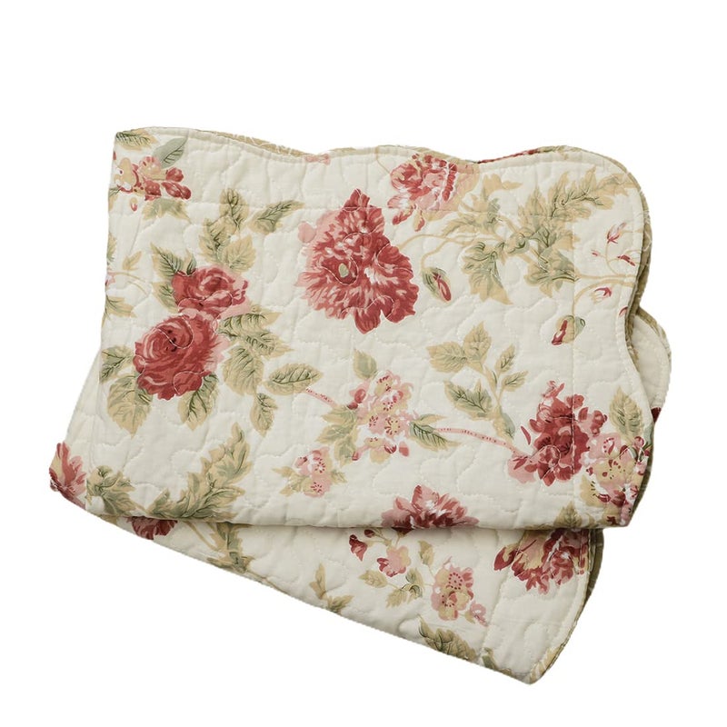 vctops Boho Floral Patchwork Pillow Shams Pack of 2 Farmhouse 100% Cotton Quilted Soft Decorative Pillow Cases Set (Flower,Queen) - Image 2