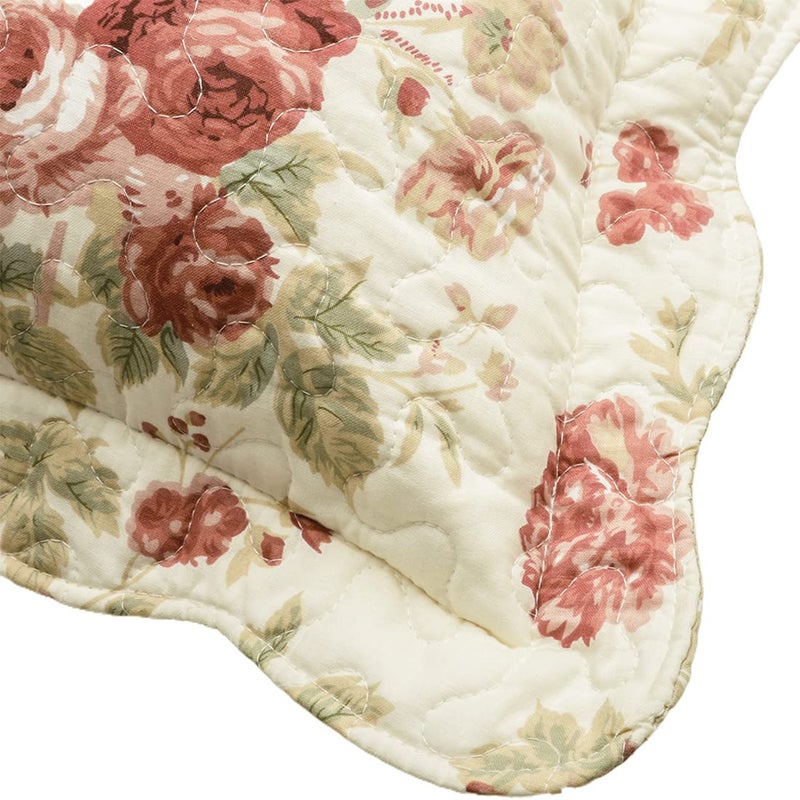 vctops Boho Floral Patchwork Pillow Shams Pack of 2 Farmhouse 100% Cotton Quilted Soft Decorative Pillow Cases Set (Flower,Queen) - Image 4