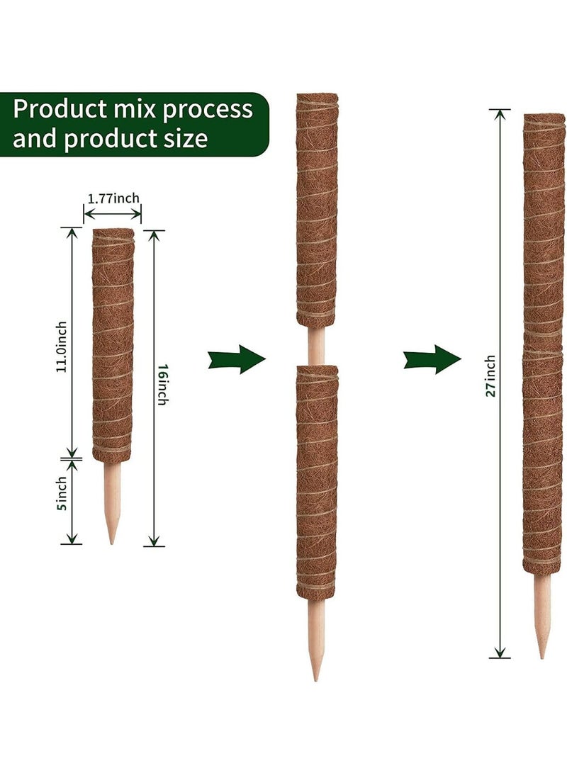 Toriseek Moss Pole, 40cm/16inch Monstera Plant Support for Climbing Plants Accessories Indoor, Stackable Moss Poles Plant Support Stakes, Coir Plant Pole Sticks for Potted Plants - Image 3