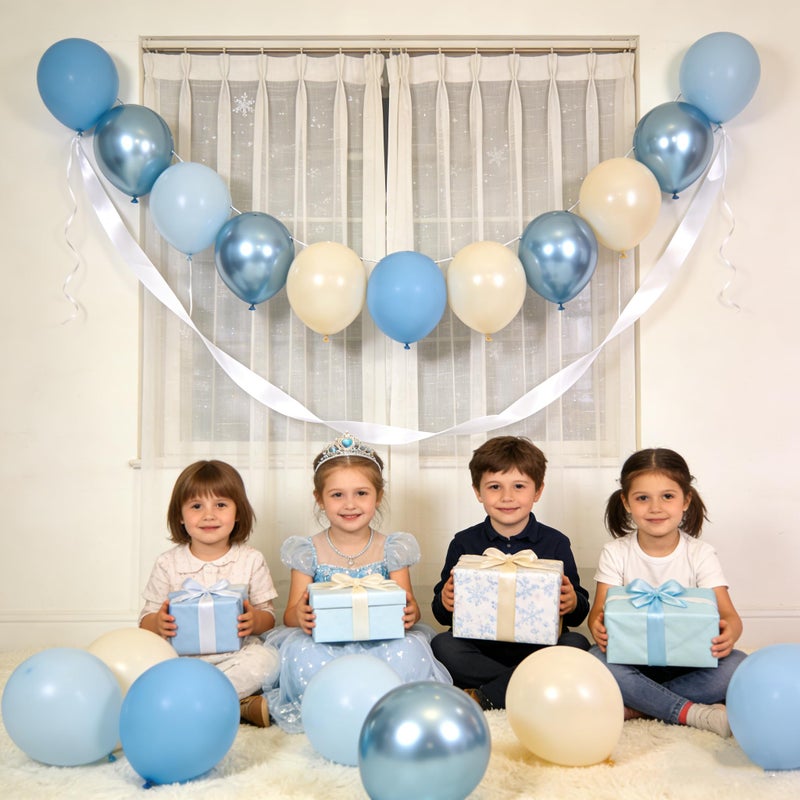 Paeyeq Blue White Sand Balloons Dusty Slate Fog Pastel Metallic Blue Beige Balloon 12INCH Helium Latex Balloon for Arch Kids Birthday Party Decorations Baby Boy Shower Christening Bridal Wedding Decor - Image 3
