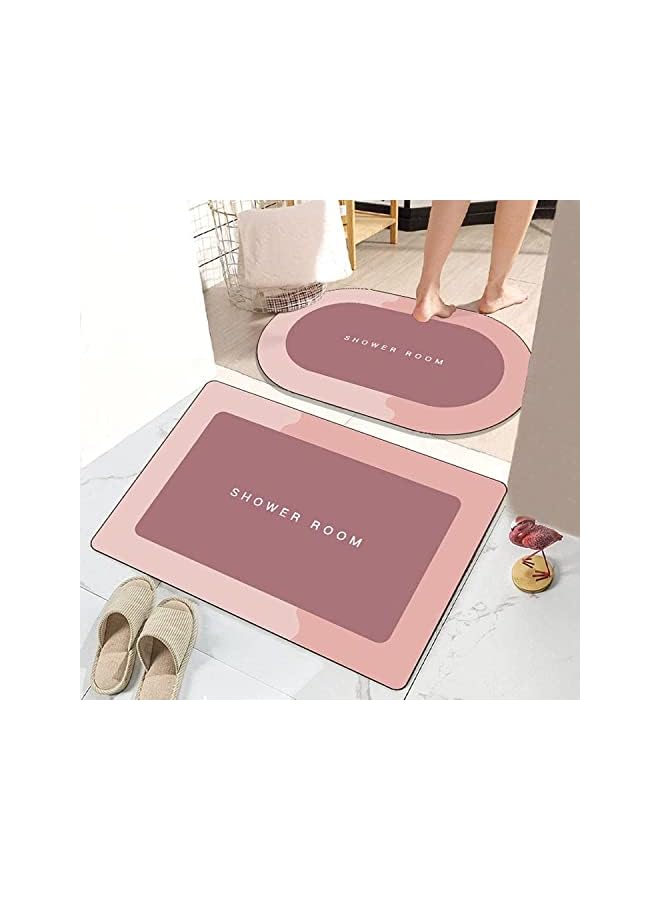 راكسوم دياتوم حمام حصيرة الحصير غرفة الاستحمام مجموعة عدم الانزلاق سريعة الجافة الحمام السجاد المضادة للانزلاق حمام ماتس للمنزل باب حصيرة المطبخ البساط (الوردي) - Image 2