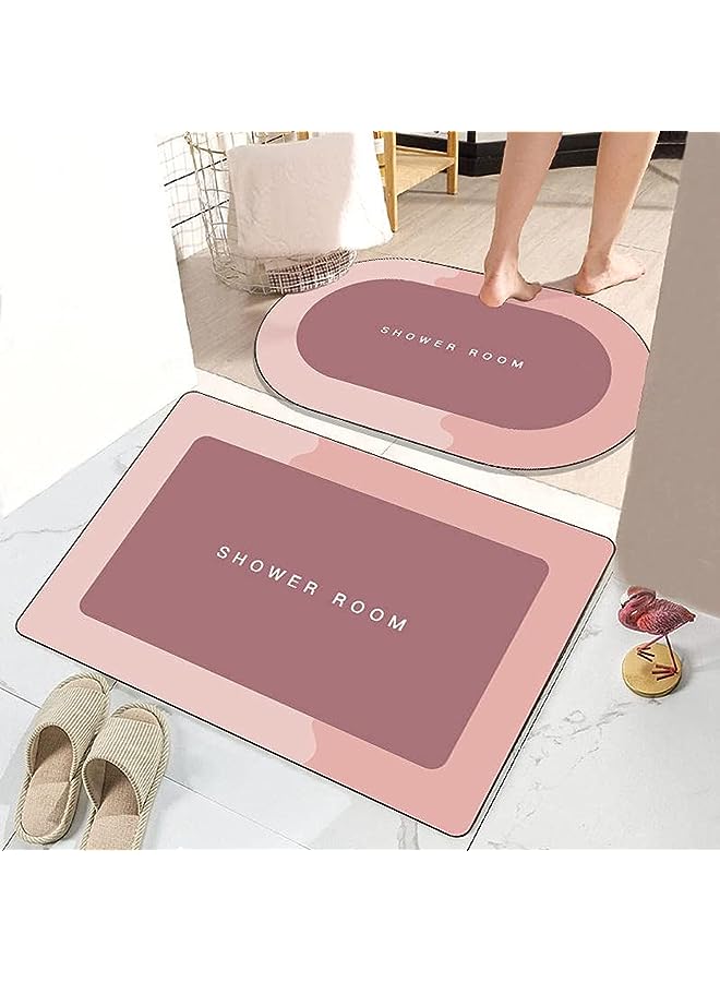 راكسوم دياتوم حمام حصيرة الحصير غرفة الاستحمام مجموعة عدم الانزلاق سريعة الجافة الحمام السجاد المضادة للانزلاق حمام ماتس للمنزل باب حصيرة المطبخ البساط (الوردي) - Image 1