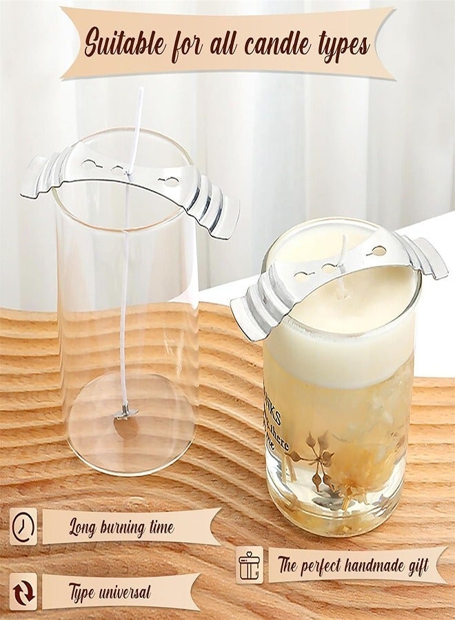 SHAOZHEN 100 Pcs Cotton Candle Wicks (10cm) with 100 Pcs Wick Stickers and 1 Pcs Metal Candle Wick Holders, Candle Wicks for Pillar Candle Making and Candle DIY - Image 3