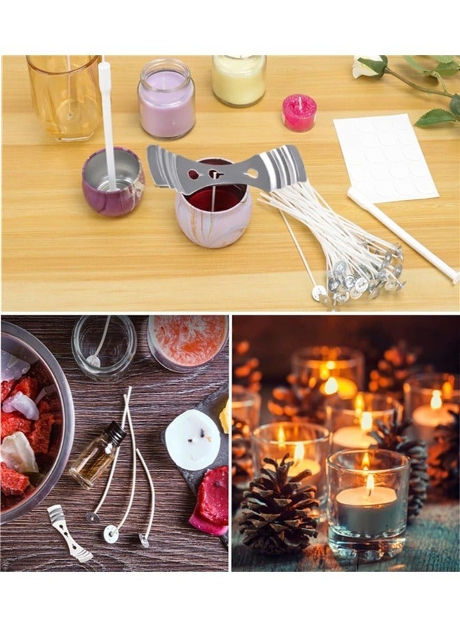 SHAOZHEN 100 Pcs Cotton Candle Wicks (10cm) with 100 Pcs Wick Stickers and 1 Pcs Metal Candle Wick Holders, Candle Wicks for Pillar Candle Making and Candle DIY - Image 5