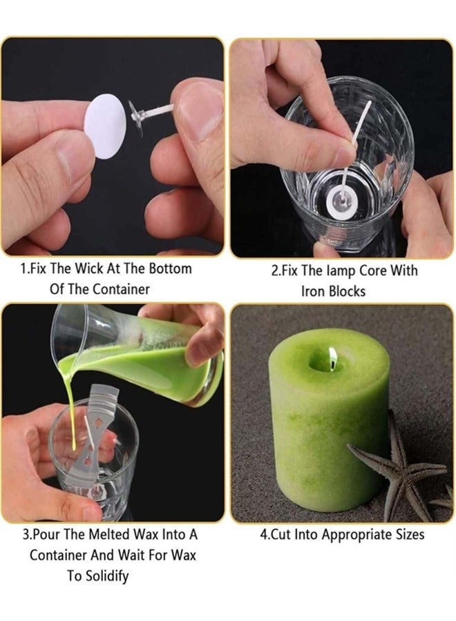 SHAOZHEN 100 Pcs Cotton Candle Wicks (10cm) with 100 Pcs Wick Stickers and 1 Pcs Metal Candle Wick Holders, Candle Wicks for Pillar Candle Making and Candle DIY - Image 4