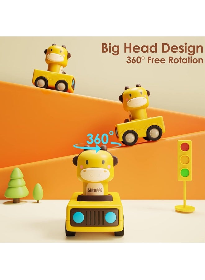 HALAMODO 4-Pack Press and Go Friction Car Toys for Toddlers 1-3 - Animal-Themed Racing Vehicles with Cute Giraffe/Duck Designs, Non-Toxic ABS & Anti-Slip Wheels - Easy Push to Go, No Batteries Needed & Perfect for Early Development - Image 4
