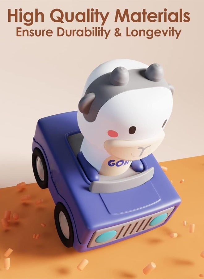 HALAMODO 4-Pack Press and Go Friction Car Toys for Toddlers 1-3 - Animal-Themed Racing Vehicles with Cute Giraffe/Duck Designs, Non-Toxic ABS & Anti-Slip Wheels - Easy Push to Go, No Batteries Needed & Perfect for Early Development - Image 5