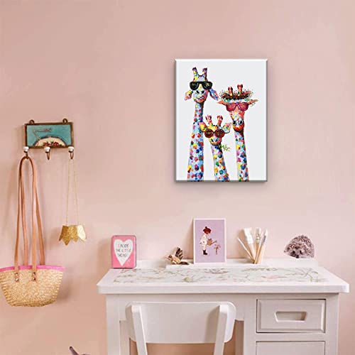 AKOTAC Giraffe Family Canvas Wall Art Animal Poster Prints Picture With Frame for Living Room Bedroom Nursery Office Kids Room Decor Gifts for Boy Girl and Babies(Lovely Giraffe, 24inchx16inch) - Image 5