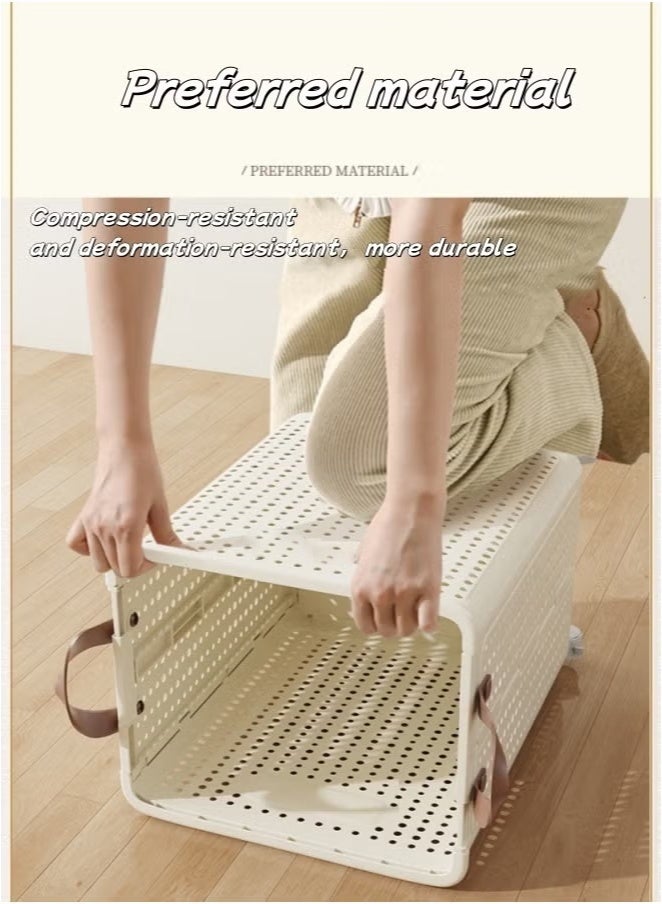 Foldable Laundry Basket, Large Capacity Portable Dirty Laundry Basket with Wheels, Lightweight Foldable Laundry Bin, Space-Saving Laundry Hamper, for Home, Laundry, Travel - Image 3