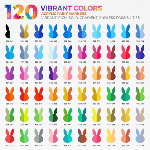 WINSONS 120 Colors Acrylic Paint Markers, Permanent Dual-Tip Acrylic Markers Set, Soft Brush Tip Paint Pens for Rock Painting, Canvas, Glass, Wood, Ceramic, DIY Craft Art Supplies, Set of 60 - Image 2