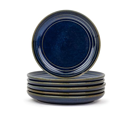 Shay Quarter Plates Set of 6, Blue Green | Glossy Finish | Ceramic Snack Plates | Snacks Plates Set of 6 | Dessert Plates | Snack Plate | Small Plates (Quarter Plate, Blue Green) - Image 1