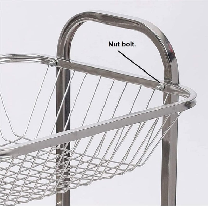 Q13® Stainless Steel Fruit & Vegetable Stand for Kitchen 3 Layer (Tier) Vegetable and Fruit Stand for Kitchen Rack Trolley Basket, Sabji Stand, Storage Shelf Holder - Image 3