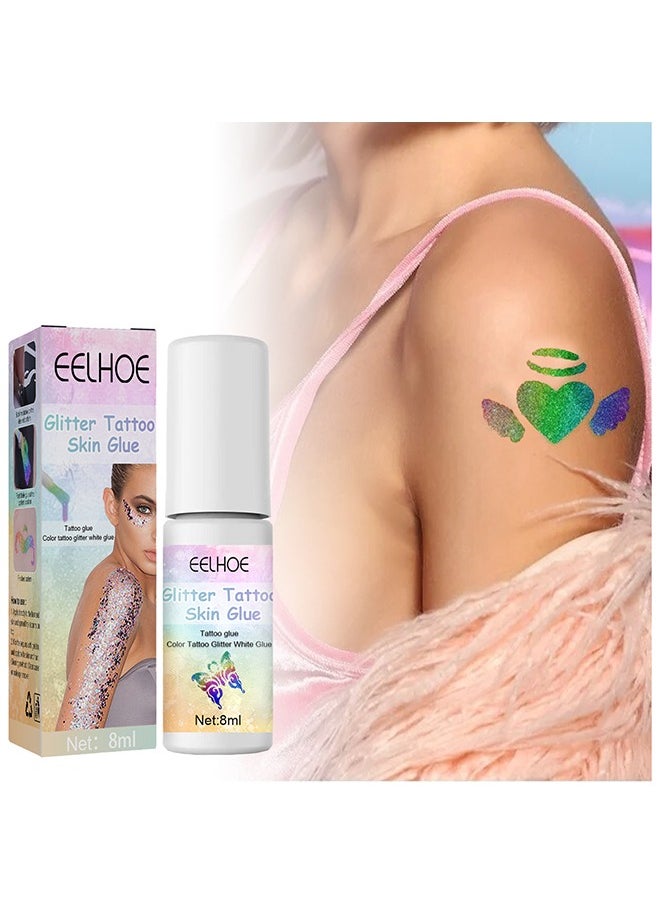 EELHOE - Glitter Tattoo Skin Glue, Body Glitter Glue, Adhesive Cosmetic Temporary Tattoo Glitter Powder Glue Body Painting Face Eyebrows Hair Gel For Party - Image 1